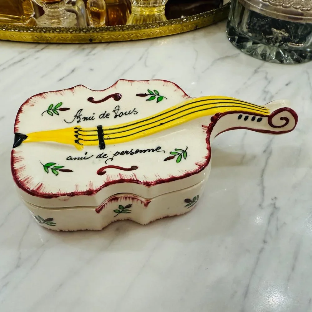 Vintage Violin Trinket Box Made in England 